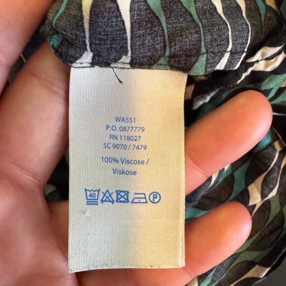 Boden Black & Blue Patterned Long Sleeve Popover Blouse, Size 4 - Picture 4 of 6